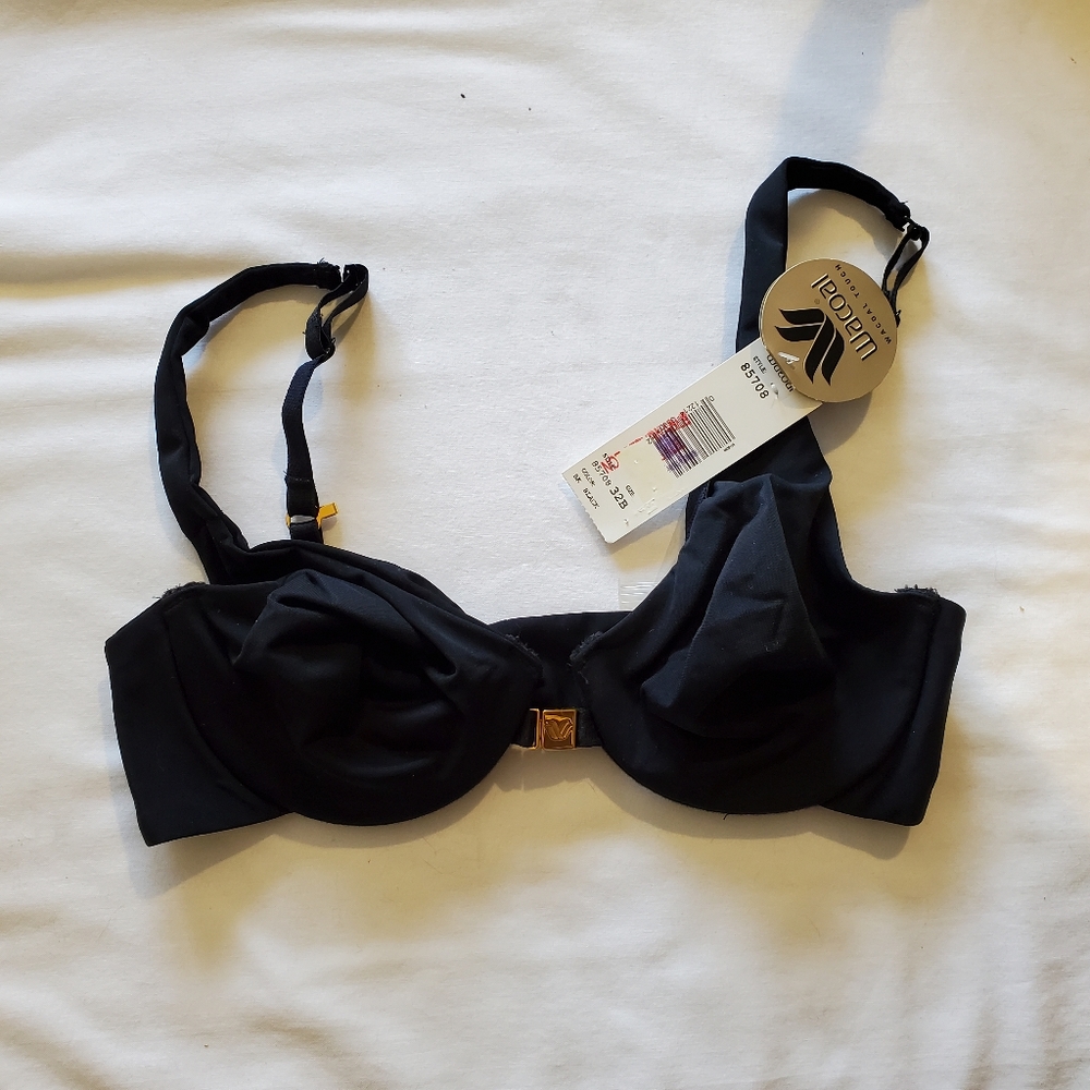 NWOT Wacoal Touch Convertible Front Close Black Bra 32B